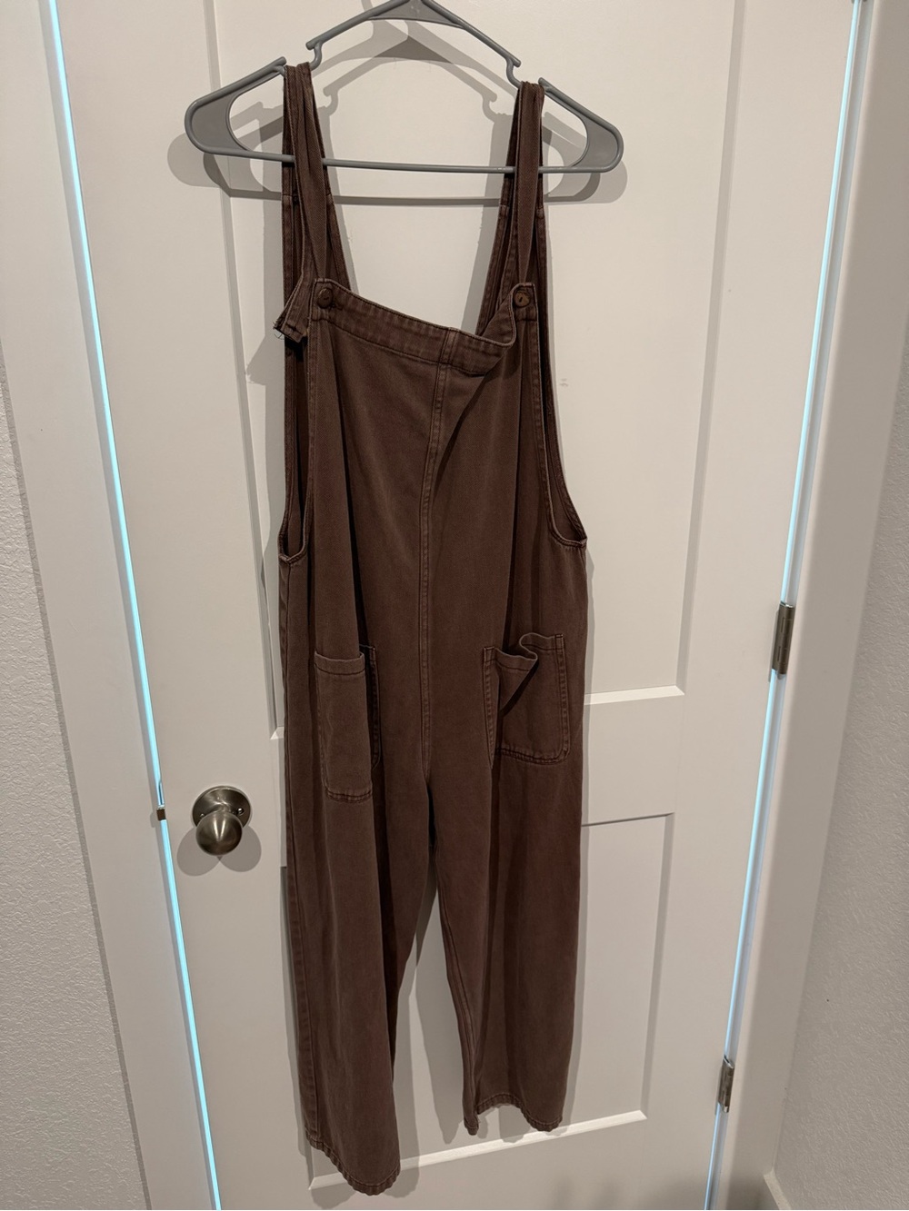 Aritzia Brown Wide-Leg Cotton Overalls